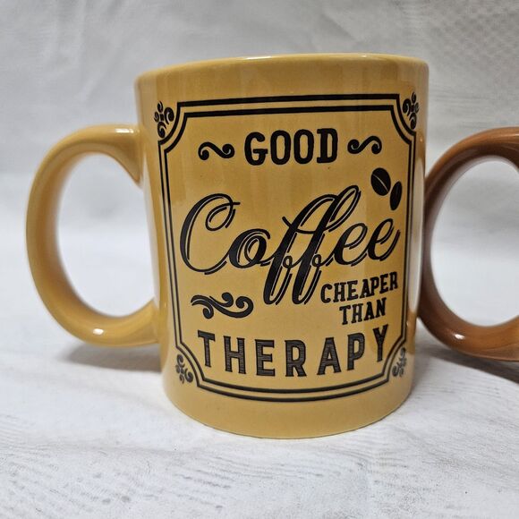 Coffee Mug Set Cheaper Than Therapy Hello Dark Roast Old Friend Dat’l Do It DDI - Picture 3 of 7